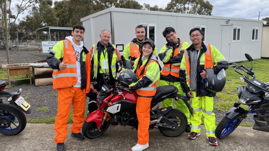 group of motorcycle learner students honda grom